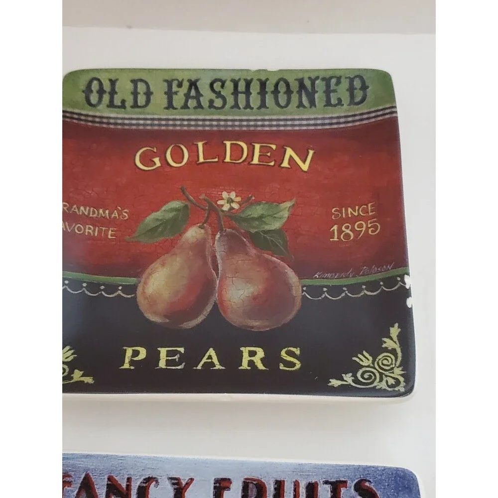 Lang Kimberly Poloson Fruits Plates Coasters Trinket 4.75